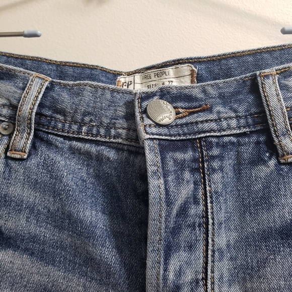 Free People Hand Cut Raw Hem Distressed Light wash Jean Shorts - Picture 2 of 8